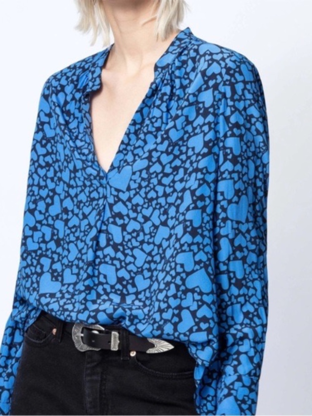 Zadig & Voltaire Tink Heart Print Blouse Blue Black